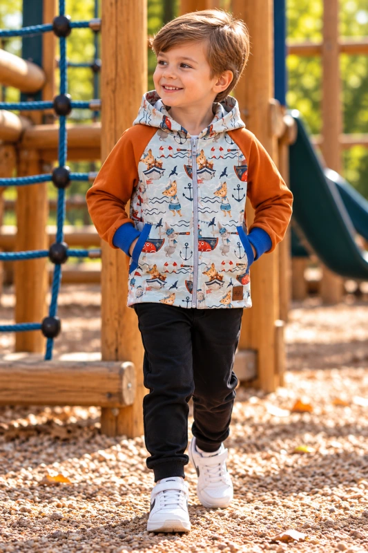 mikina zips námorník škorica 98 110