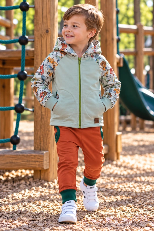 mikina zips zvieratká mäta 110
