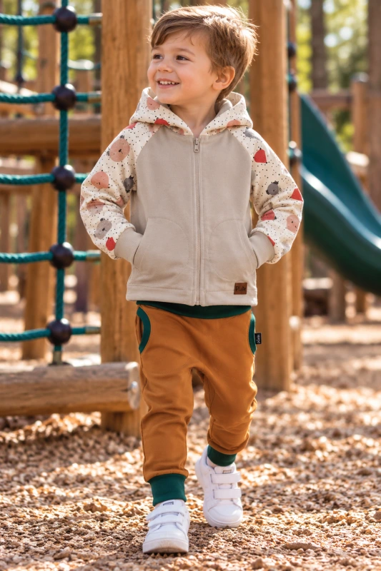 mikina zips zvieratká béžová 104